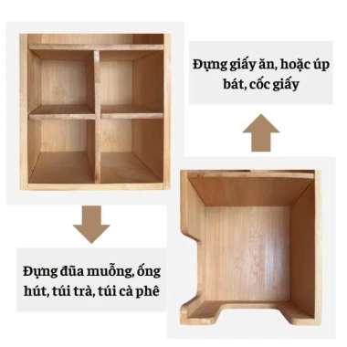 Hộp gỗ tre năng lượng, đựng ống hút, đũa, thìa, giấy cho quán ăn, nhà hàng - Giá ưu đãi 179.000₫ 5