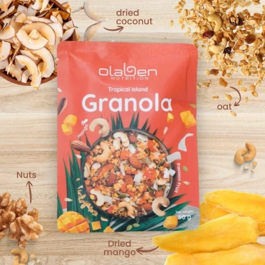 Hộp Granola 10 gói 50g Vị Xoài Chanh Dây Olaben Ngũ cốc giảm cân, giá 75.000₫