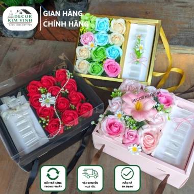 Hộp Hoa Hồng Sáp HH05 có khay đựng + túi thiệp – Quà tặng 8/3, Valentine, sinh nhật – 165.000đ