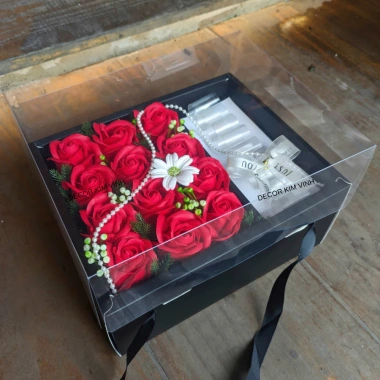 Hộp Hoa Hồng Sáp HH05 có khay đựng + túi thiệp – Quà tặng 8/3, Valentine, sinh nhật – 165.000đ
