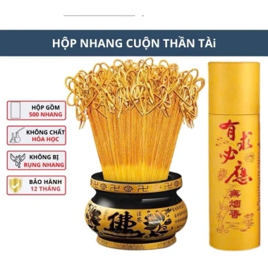 Hộp Hương Thần Tài - Nhang Cuộn Ít Khói Tài Lộc, Giá 69.500đ (Giảm từ 89.655đ)