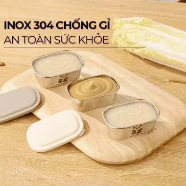 Hộp inox 110ml trữ đông đồ ăn dặm bé, chống gỉ, an toàn, nắp đậy chống tràn, chỉ 29.200 VND