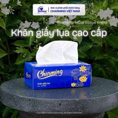 Hộp khăn giấy lụa cao cấp Charming 2 lớp 180 tờ - Hộp Sen vàng mới, 25.000₫ 2