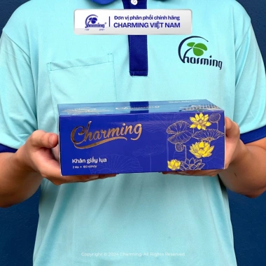 Hộp khăn giấy lụa cao cấp Charming 2 lớp 180 tờ - Hộp Sen vàng mới, 25.000₫ 5