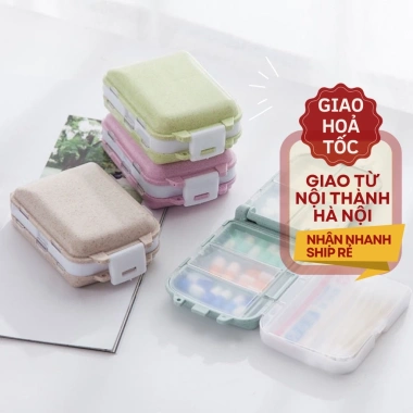 Hộp khay 7 ngăn đựng thuốc & trang sức, màu lúa mạch, nắp nhựa chống thấm - 19.000đ