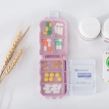 Hộp khay 7 ngăn đựng thuốc & trang sức, màu lúa mạch, nắp nhựa chống thấm - 19.000đ