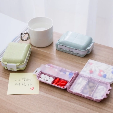 Hộp khay 7 ngăn đựng thuốc & trang sức, màu lúa mạch, nắp nhựa chống thấm - 19.000đ
