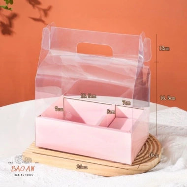 Hộp mica 2 ngăn có quai xách đỏ trắng vàng hồng - Đựng quà, hoa, bánh, 39.000đ 6
