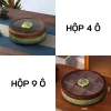 Hộp mứt gỗ xoay 9 ô Xanh Đỏ Tết 2.026 Hươu Vàng Tài Lộc, Quà Tết Bính Ngọ 10