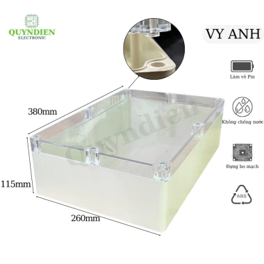Hộp Nhựa ABS 380x260x115mm Đựng Mạch Điện Tử Nắp Trong - 166.320đ | Quỳnh Diễn