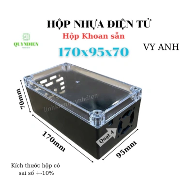 Hộp nhựa điện tử khoan sẵn 170x95x70mm VY ANH ĐEN - Giá chỉ 41.580 VND