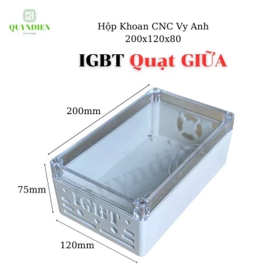Hộp nhựa điện tử khoan sẵn 200x120x75mm màu trắng nắp trong - LinhKien QUỲNH DIỄN, giá 64.680₫