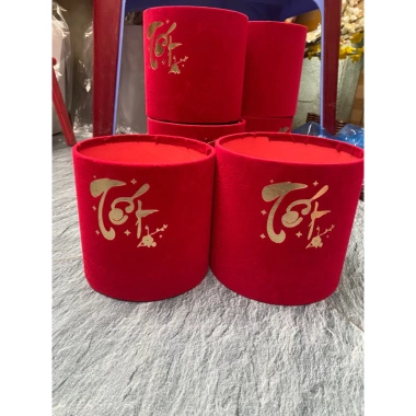 Hộp Nhung Cắm Hoa Tết Đỏ - Chậu Nhung Sang Trọng, Giá 70.000, Giảm Đặc Biệt