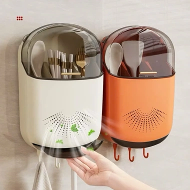 Hộp Ống Đựng Đũa Muỗng Nĩa Treo Tường Chống Bụi, Nắp Đậy Đa Năng - Chỉ 139k