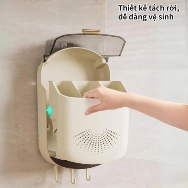 Hộp Ống Đựng Đũa Muỗng Nĩa Treo Tường Chống Bụi, Nắp Đậy Đa Năng - Chỉ 139k