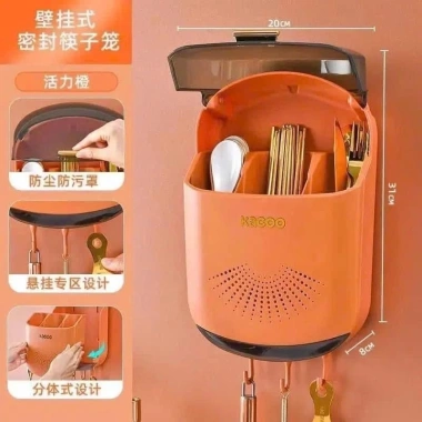 Hộp Ống Đựng Đũa Muỗng Nĩa Treo Tường Chống Bụi, Nắp Đậy Đa Năng - Chỉ 139k