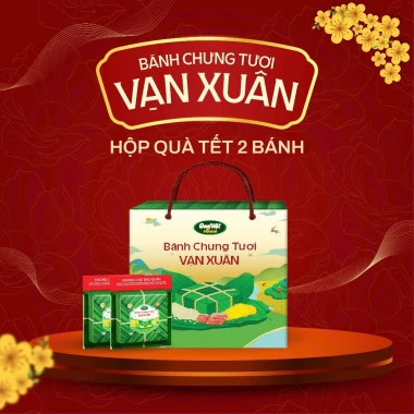 Hộp Quà 2 Bánh Chưng Tươi Vạn Xuân 800g - ONG VIỆT FOODS - Không Chất Bảo Quản, Ăn Liền - Giá ưu đãi 356.400 VND