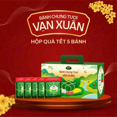 Hộp Quà 5 Bánh Chưng Tươi Vạn Xuân 800g - Không bảo quản, ăn liền - 879.120₫ | VIỆT FOODS