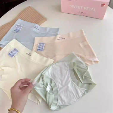 Hộp quà 5 quần lót boxer nữ su lụa pastel, cạp cao cotton, AMYBRA L5.422