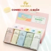 Hộp quà 5 quần lót boxer nữ su lụa pastel, cạp cao cotton, AMYBRA L5.422 10