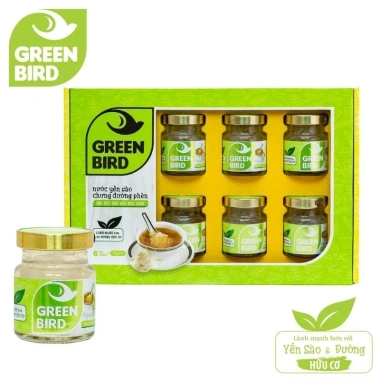 Hộp quà 6 hũ nước yến sào Green Bird chưng đường phèn 72g túi xách sang trọng giá ưu đãi