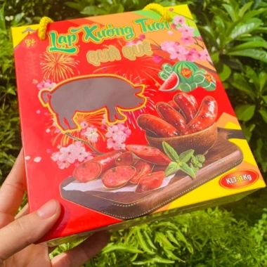 Hộp Quà Biếu Tết 1kg Lạp Xưởng - Thiết Kế Sang Trọng, Thân Thiện Môi Trường, 19.000đ