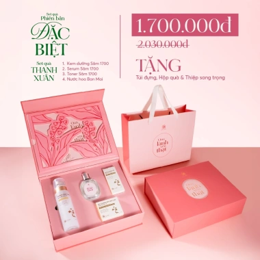 Hộp Quà Đặc Biệt Thanh Xuân Cỏ Mềm Set Quà 8/3 Ngừa Lão Hoá Da Dành Cho Mẹ Vợ Cô Giáo