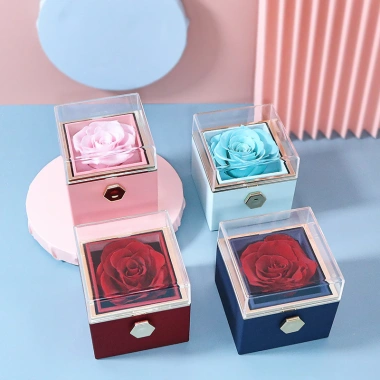 Hộp Quà Hoa Hồng Sáp Lễ Tình Nhân Xoay Bất Ngờ HGJG - Trang Sức Nhẫn & Dây Chuyền, Chỉ 142k