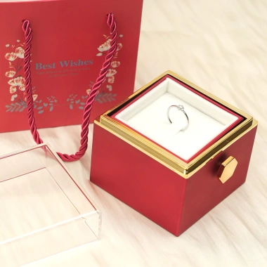 Hộp Quà Hoa Hồng Sáp Lễ Tình Nhân Xoay Bất Ngờ HGJG - Trang Sức Nhẫn & Dây Chuyền, Chỉ 142k