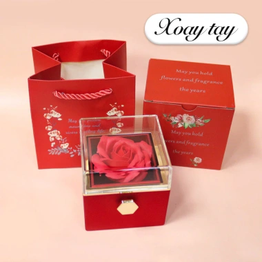 Hộp Quà Hoa Hồng Sáp Lễ Tình Nhân Xoay Bất Ngờ HGJG - Trang Sức Nhẫn & Dây Chuyền, Chỉ 142k