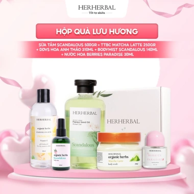 Hộp quà Lưu Hương Herherbal - Dịch vệ sinh nữ, tẩy tế bào chết - Sinh nhật 244k