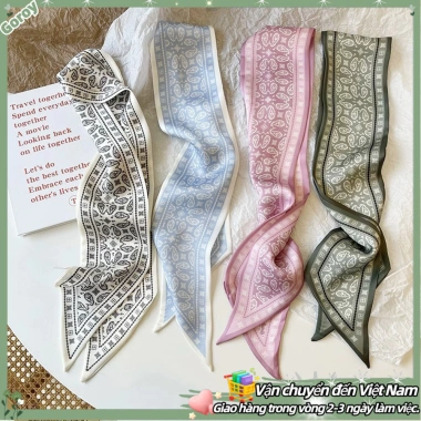 Hộp quà nữ sang trọng dây buộc tóc ruy băng dài hoạ tiết hoa giảm giá 33.500đ