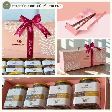 Hộp Quà Pháo Hoa Tết NutriHealth Set Quà Bính Ngọ Sang Trọng Hạt Dinh Dưỡng Ý Nghĩa