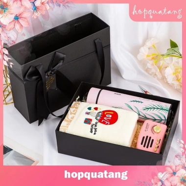 Hộp Quà Sinh Nhật Đen Gắn Nơ Quai Xách Đựng Quà Tặng Người Yêu Bạn Thân 53.999₫ 4