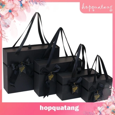 Hộp Quà Sinh Nhật Đen Gắn Nơ Quai Xách Đựng Quà Tặng Người Yêu Bạn Thân 53.999₫ 5
