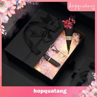 Hộp Quà Sinh Nhật Đen Gắn Nơ Quai Xách Đựng Quà Tặng Người Yêu Bạn Thân 53.999₫ 7