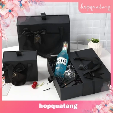 Hộp Quà Sinh Nhật Đen Gắn Nơ Quai Xách Đựng Quà Tặng Người Yêu Bạn Thân 53.999₫ 8