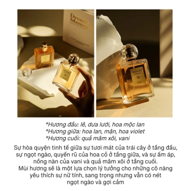 Hộp quà tặng Nước hoa nữ Memory 50ml - Thơm lâu, ngọt ngào, sang trọng, tươi mát, quyến rũ, giá ưu đãi 123k