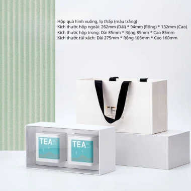 Hộp quà tặng trà Tết 2.026 bằng thiếc kèm túi xách - HVL TEA, giảm còn 170.000đ