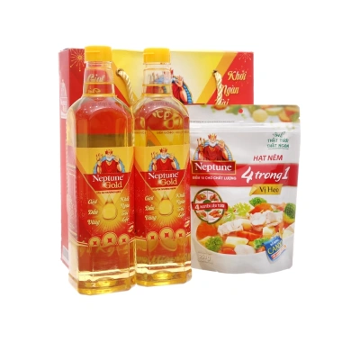 Hộp Quà Tết: 2 Dầu Ăn Light Neptune 1L + Hạt Nêm Heo 200g - Chỉ 245.000đ 2