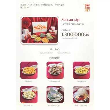 Hộp Quà Tết 2.026 Tinh Hoa Việt – Set Hạt Dinh Dưỡng, Trà & Tổ Yến Cao Cấp – Giá 500k (Giảm từ 650k) – 28FOOD