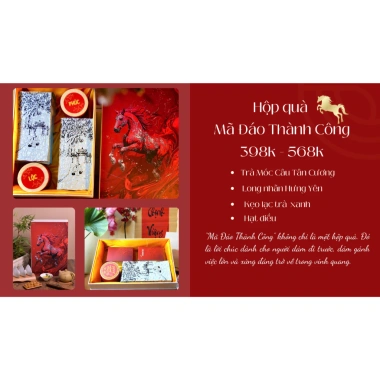 Hộp quà tết Bính Ngọ 2.026 kẹo lạc, long nhãn, trà móc câu, tặng túi đựng – 240.000₫