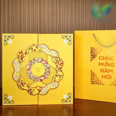 Hộp Quà Tết Cao Cấp Hoa Mai 36x36x10.5cm - Giảm Giá 145.000đ Hot 2.026