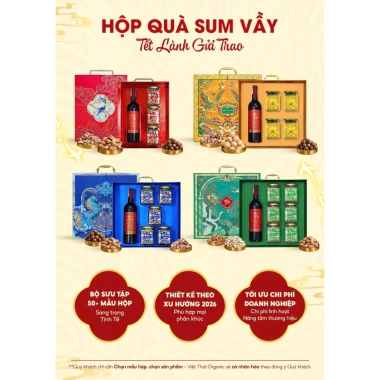 Hộp Quà Tết Cao Cấp - Macca, Điều, Hạnh Nhân, Táo Đỏ, Atiso, V Pháp - Chỉ 949.050 VND