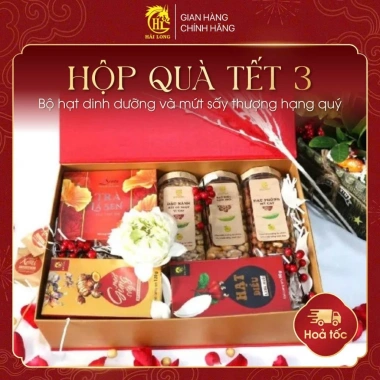 Hộp quà Tết Hải Long Set 3 - hạt dinh dưỡng, mứt sấy thượng hạng, giảm 20% còn 646.800 VND