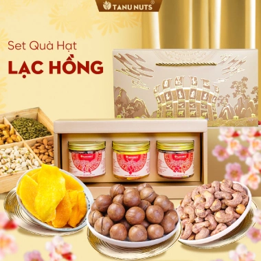 Hộp quà Tết Lạc Hồng sang trọng - Hạt dinh dưỡng TANU NUTS, giảm còn 409.000đ