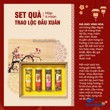 Hộp quà Tết Mã Đáo Vinh Hoa 2.026 6 vị trà hoa tốt cho sức khỏe kèm túi giấy và lì xì chỉ 350.000 VND 3