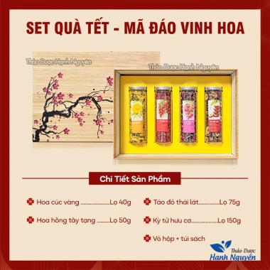 Hộp quà Tết Mã Đáo Vinh Hoa 2.026 6 vị trà hoa tốt cho sức khỏe kèm túi giấy và lì xì chỉ 350.000 VND 4