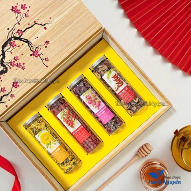 Hộp quà Tết Mã Đáo Vinh Hoa 2.026 6 vị trà hoa tốt cho sức khỏe kèm túi giấy và lì xì chỉ 350.000 VND 5