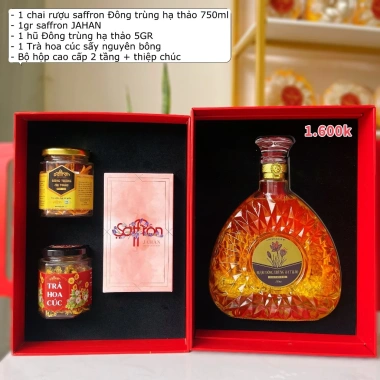 Hộp quà Tết nhụy hoa nghệ tây 2 tầng độc đáo sang trọng Saffron Việt Nam 1.35tr